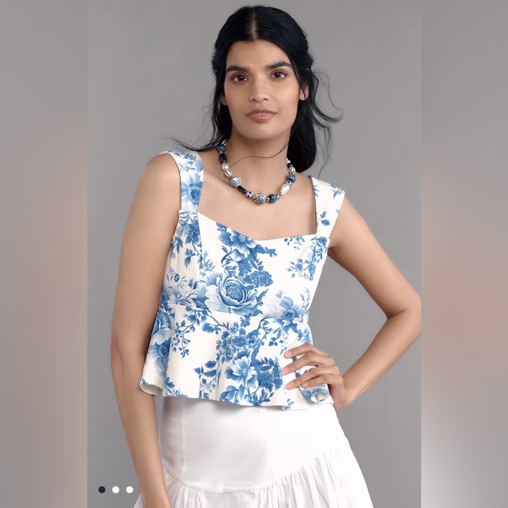 Maeve Square-Neck Peplum Tank Top